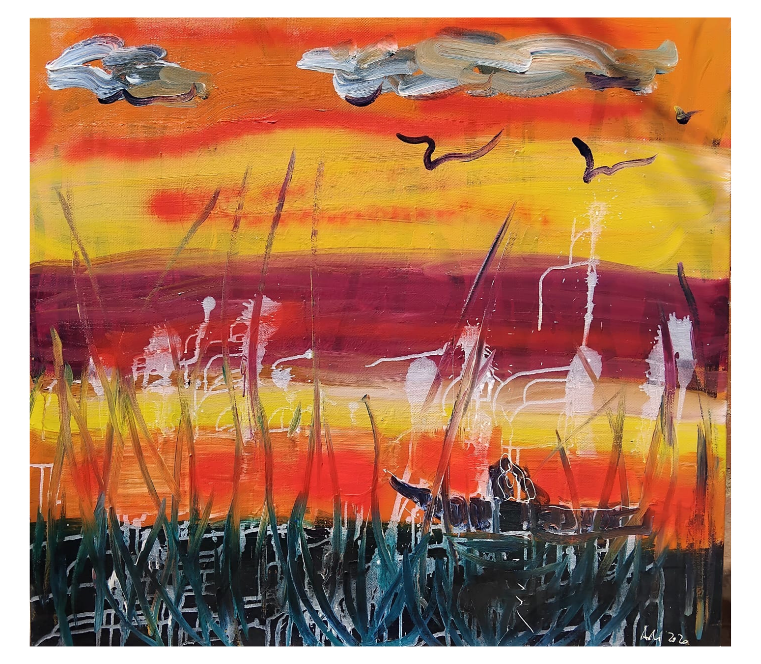 A bright expressionist painting by Adi Puleshi.