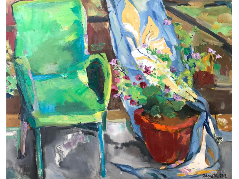 Interior Still Life with Green Chair