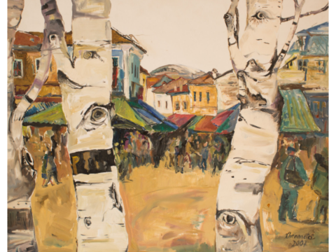 Market Day under Birch Trees