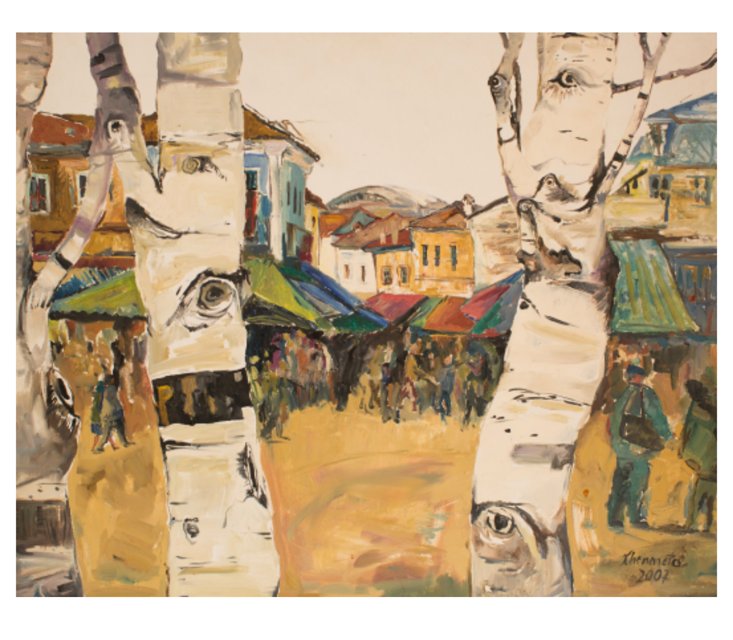 Market Day under Birch Trees