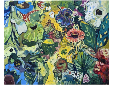A bright floral painting by Besnik Ajazi.