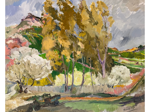Rural Landscape with Tractor
