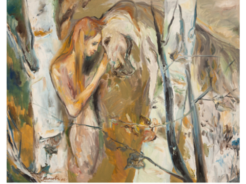 Woman and Horse in the Woods
