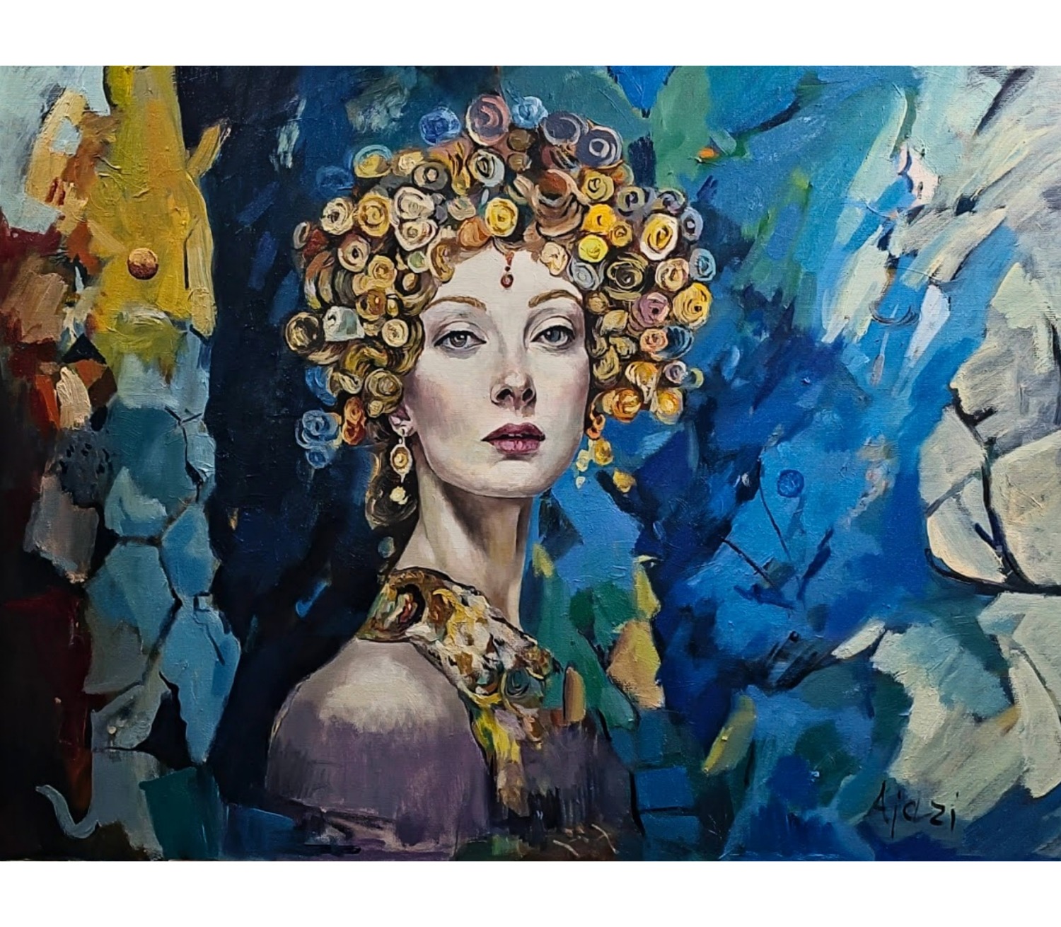 Where Sophia Waits, an oil painting by Besnik Ajazi